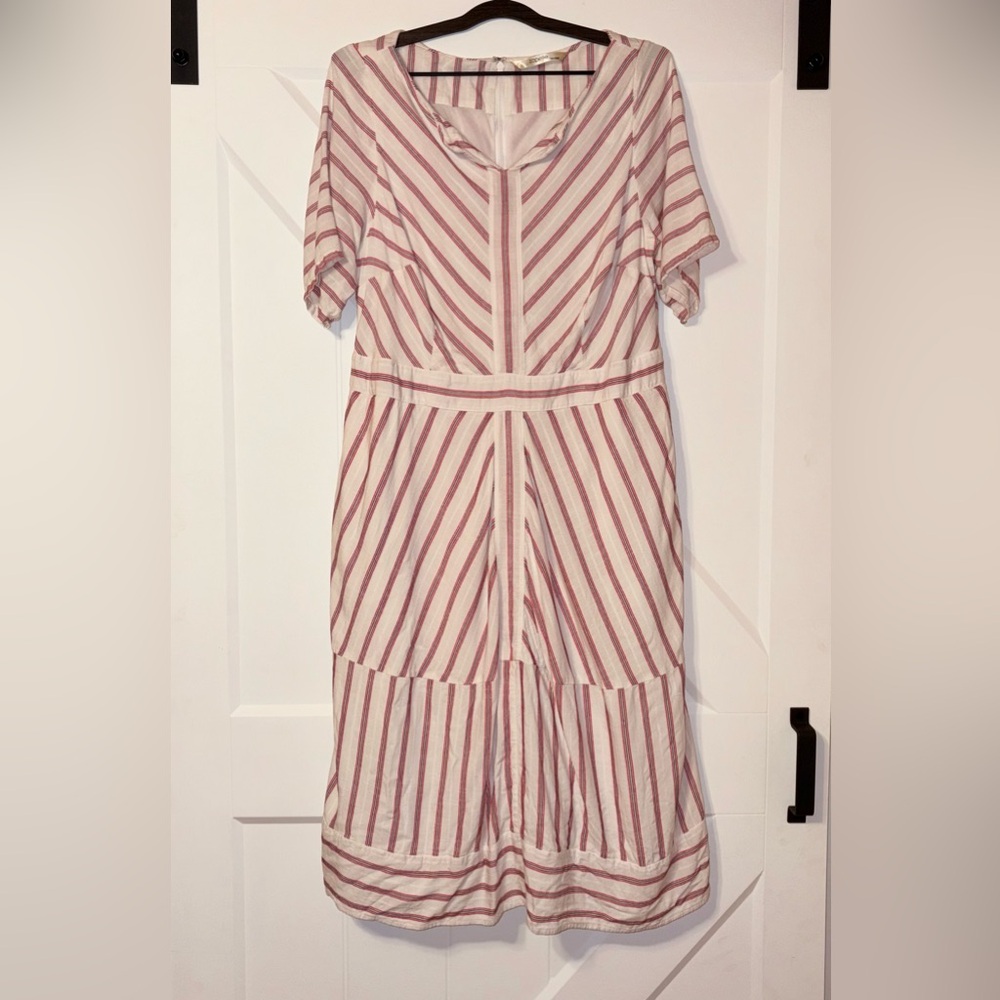 1X Red White Blue Striped Midi Dress Elle